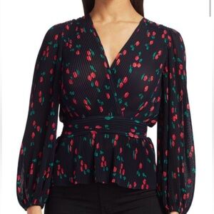 NWOT The Kooples Paris Women's
Pleated Cherry Print Blouse size 1